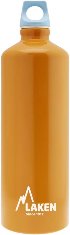 Futura Aluminium-Trinkflasche 1 l, Orange mit blauem Verschluss