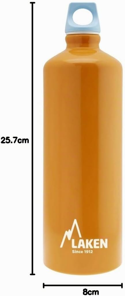 Futura Aluminium-Trinkflasche 1 l, Orange mit blauem Verschluss