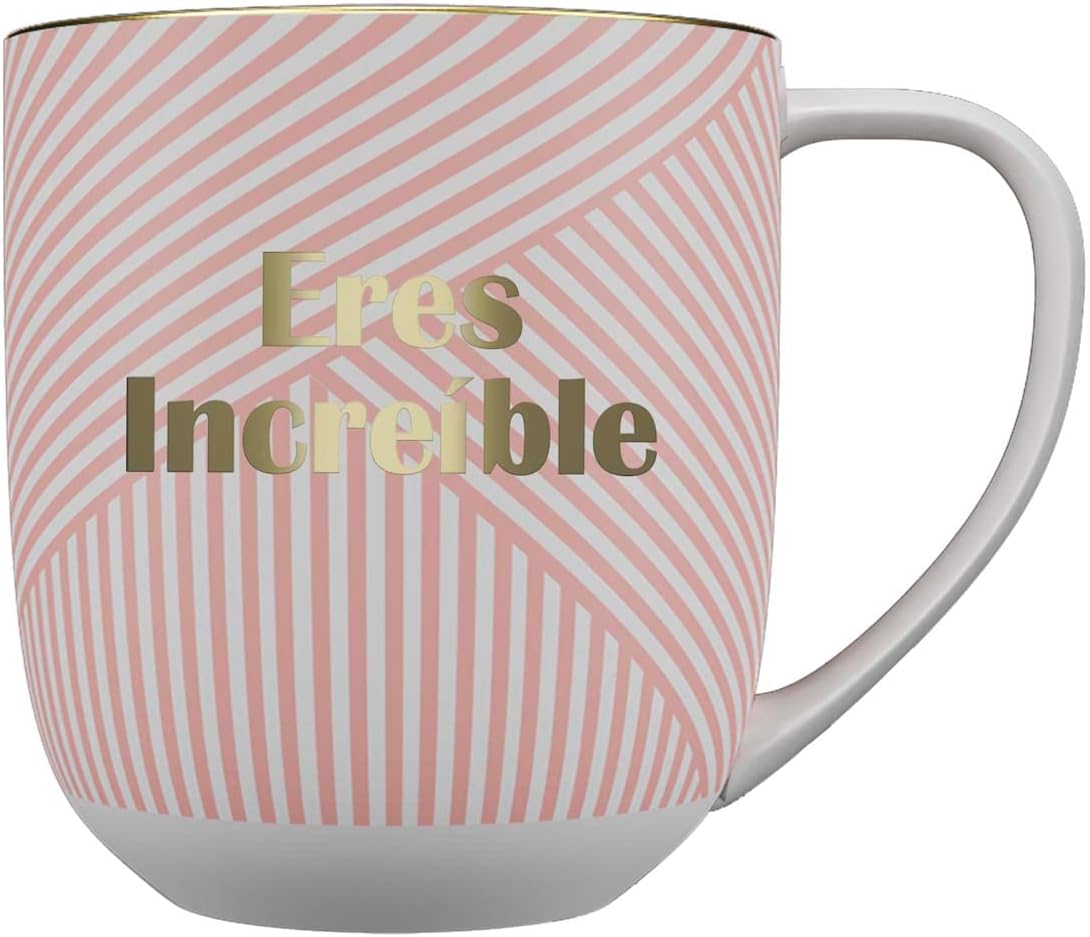 DRAEGER PARIS Keramiktasse 320 ml – geometrisches Design Blau/Rosa | Geprüfte B-Ware