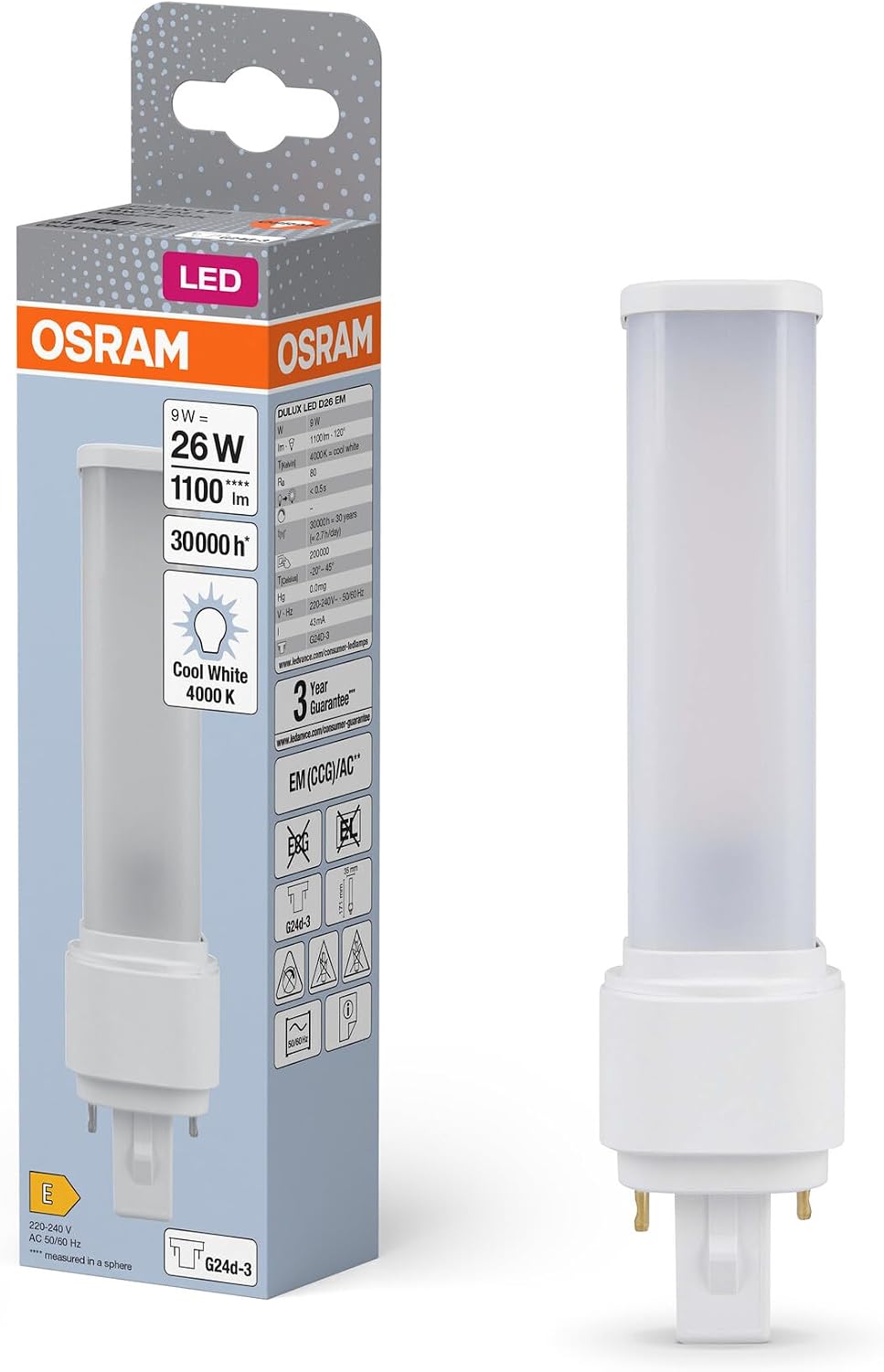 OSRAM DULUX D LED G24d-3, 10 W, 1000 lm, 4000 K | Geprüfte B-Ware