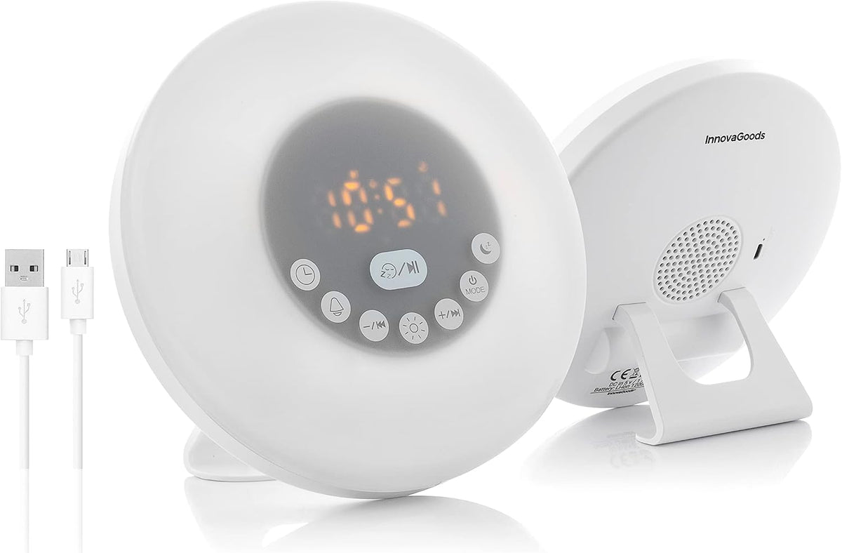 InnovaGoods Sunrise Wecker mit Bluetooth, RGB-Licht und USB | Geprüfte B-Ware