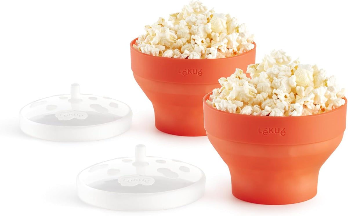 Lékué Mini-Popcornbereiter für die Mikrowelle – 2er-Set, Rot | Geprüfte B-Ware