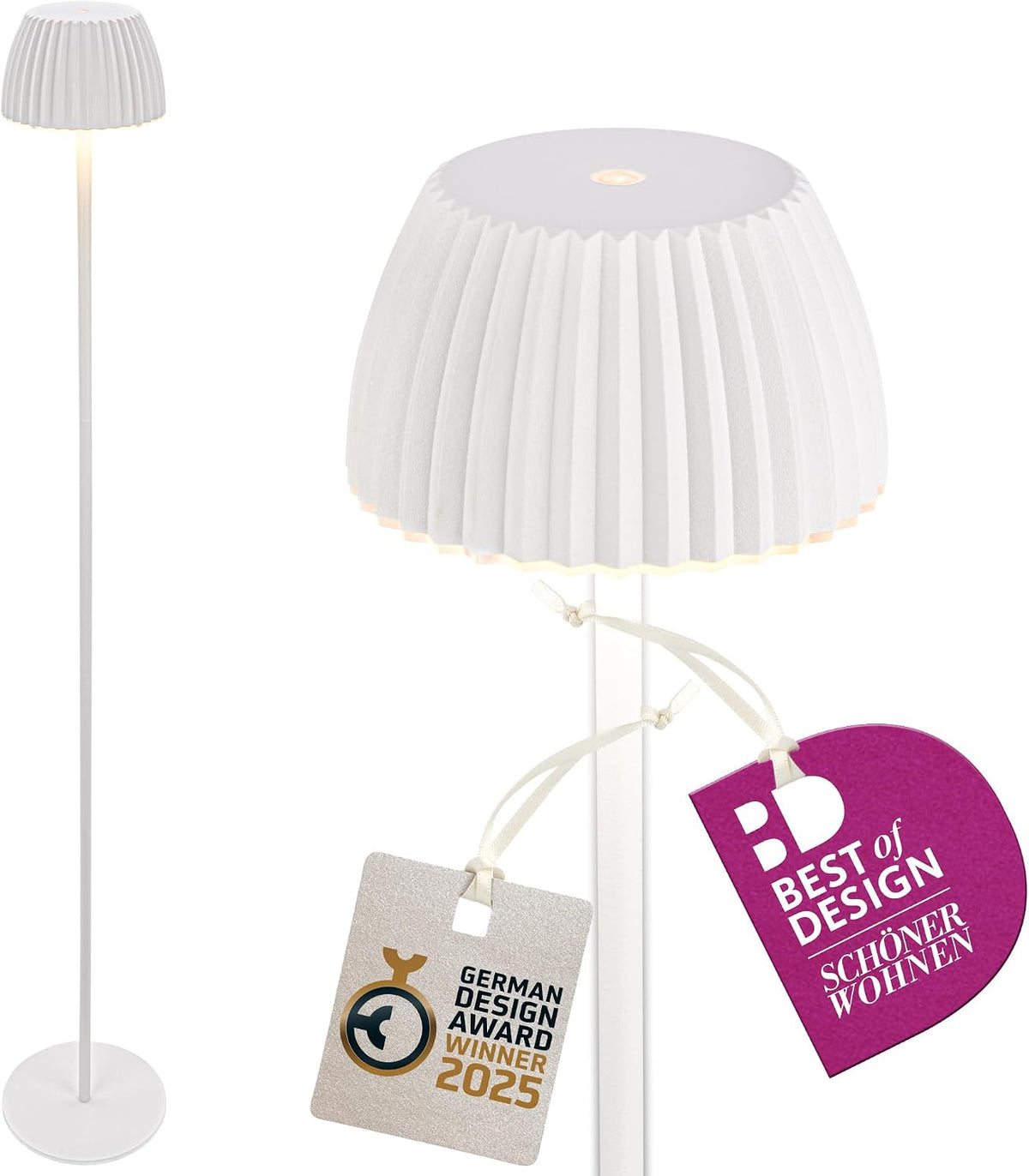BRILONER kabellose LED-Stehlampe IP44 – dimmbar, Weiß | Geprüfte B-Ware