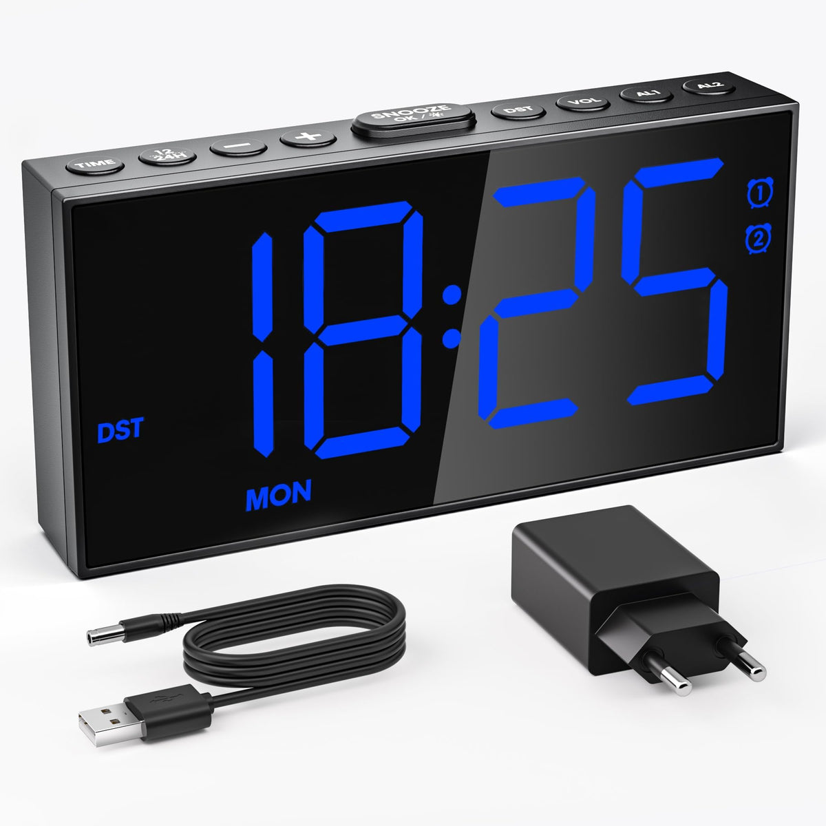 Diboniur Digitalwecker mit 2 Alarmen, USB und Snooze | Geprüfte B-Ware