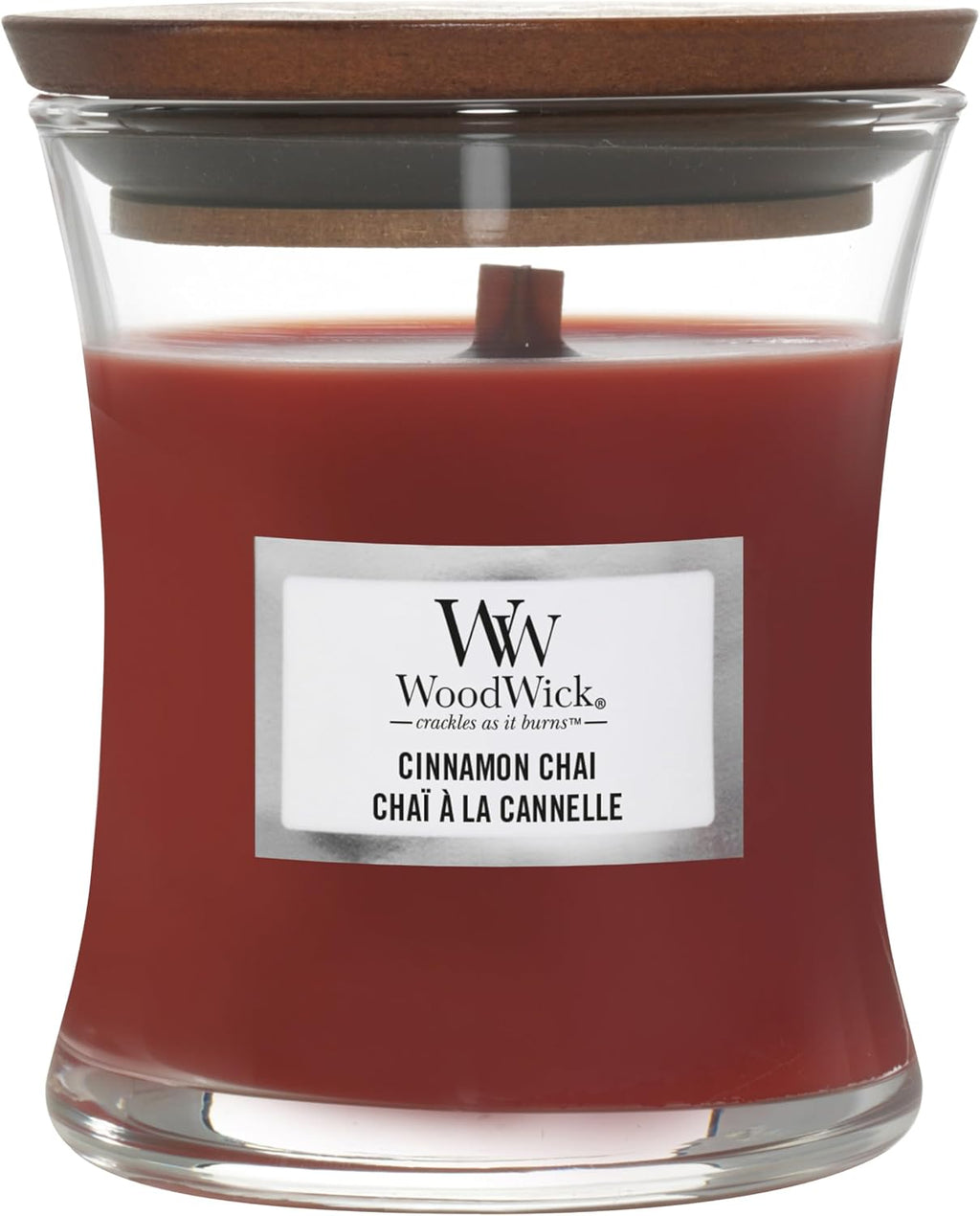 WoodWick Mini Hourglass Duftkerze Cinnamon Chai – bis zu 20 Stunden | Geprüfte B-Ware