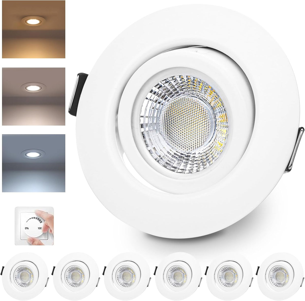 LED-Einbaustrahler 6W 600lm 2700K 6er-Set