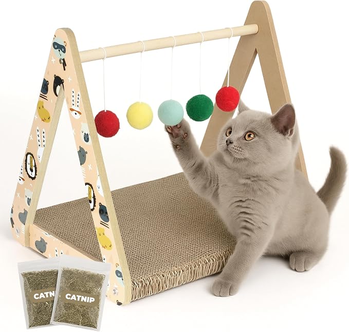 Seldesca Katzen-Kratzmatte mit 5 Spielbällen und Katzenminze