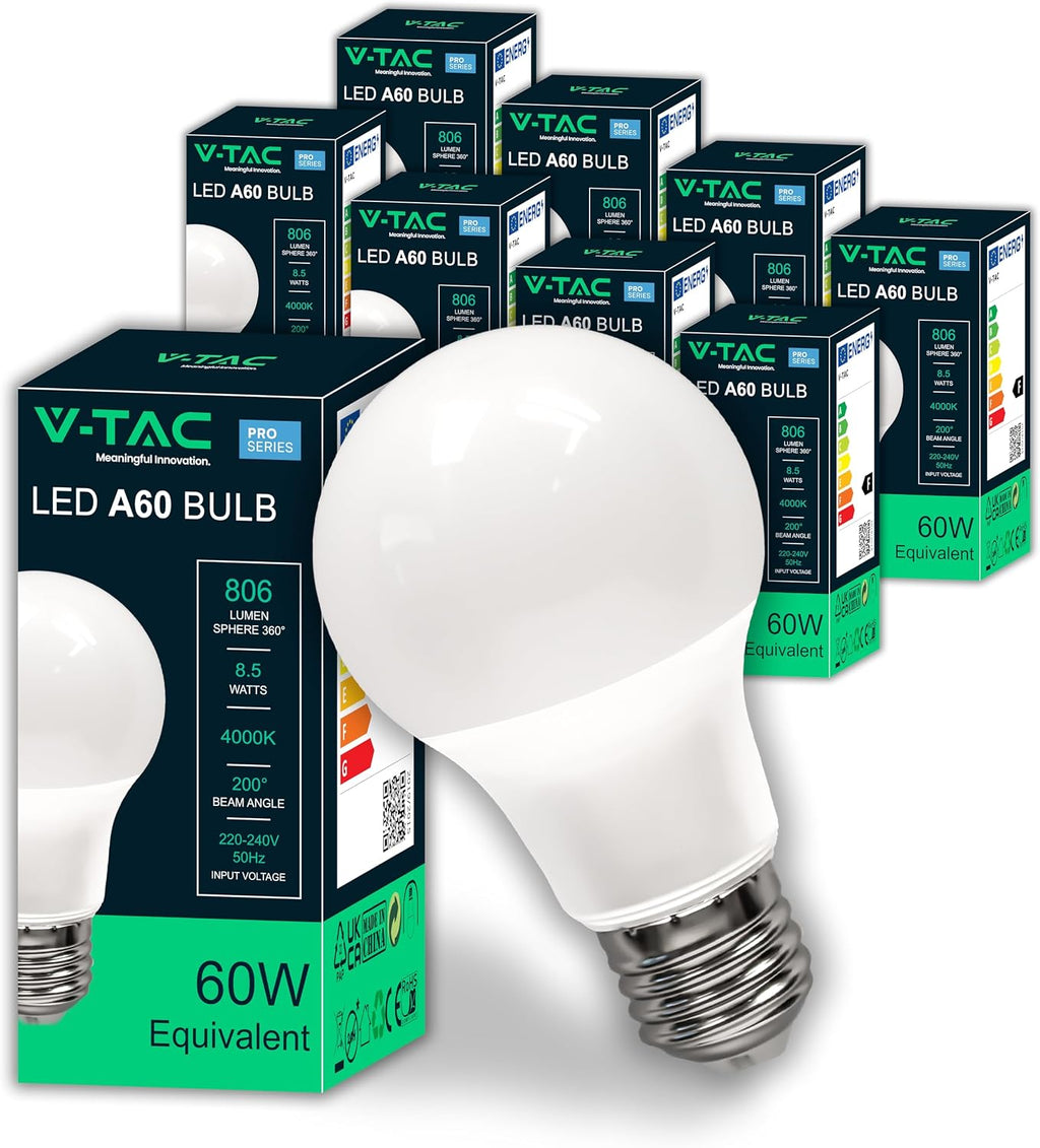 V-TAC LED-Lampen E27, 8,5 W, 60-W-Ersatz – 10er-Pack | Geprüfte B-Ware