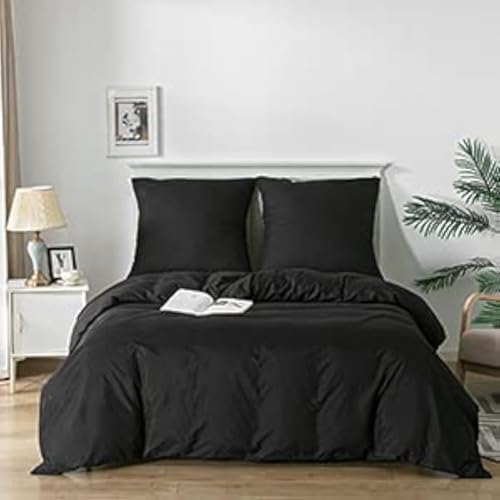 Good Nite Bettwaesche-Set 3-teilig, Mikrofaser 200x200 cm, Schwarz
