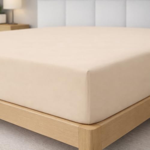 Degrees Home Spannbettlaken 150x190x33 cm, Mikrofaser, Oeko-Tex, Beige