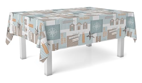 Martina Home Mantel Hule Starfish Turquesa Redondo