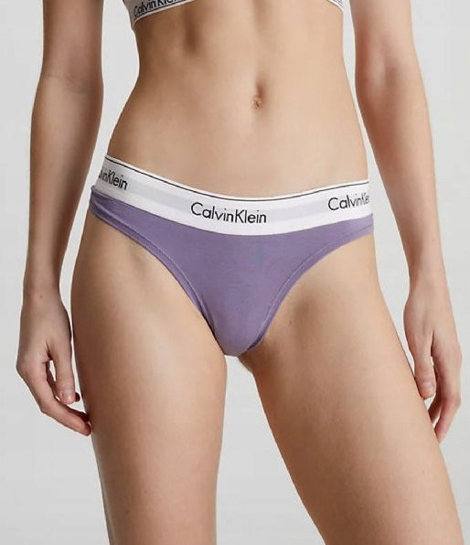 Calvin Klein Damen Tanga S – Violett, Logo-Bund (CK92-0Z8A4A)