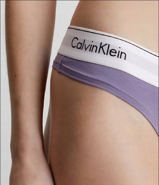 Calvin Klein Damen Tanga S – Violett, Logo-Bund (CK92-0Z8A4A)