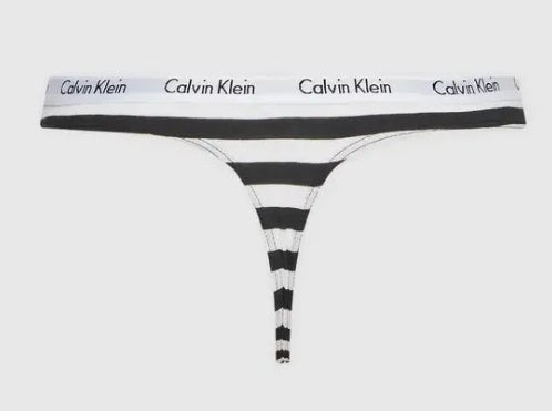Calvin Klein Damen Tanga M – Weiß, Logo-Bund