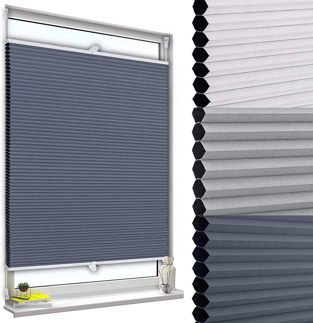WOLTU Doppelplissee „Day & Night“ ohne Bohren – Waben, blau/weiß – Sonnenschutz & Sichtschutz bei Handelskontor