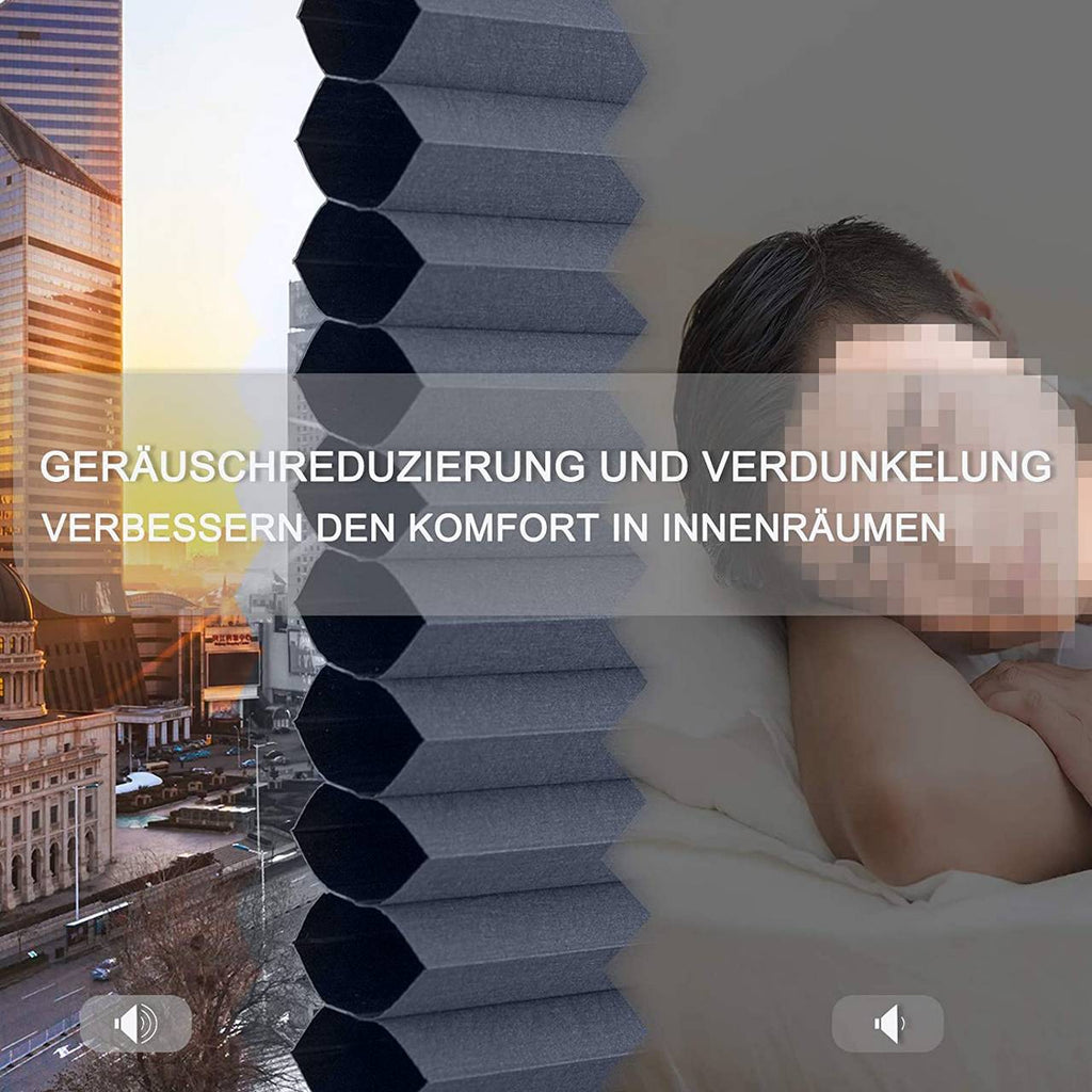 WOLTU Doppelplissee „Day & Night“ ohne Bohren – Waben, blau/weiß – Sonnenschutz & Sichtschutz bei Handelskontor