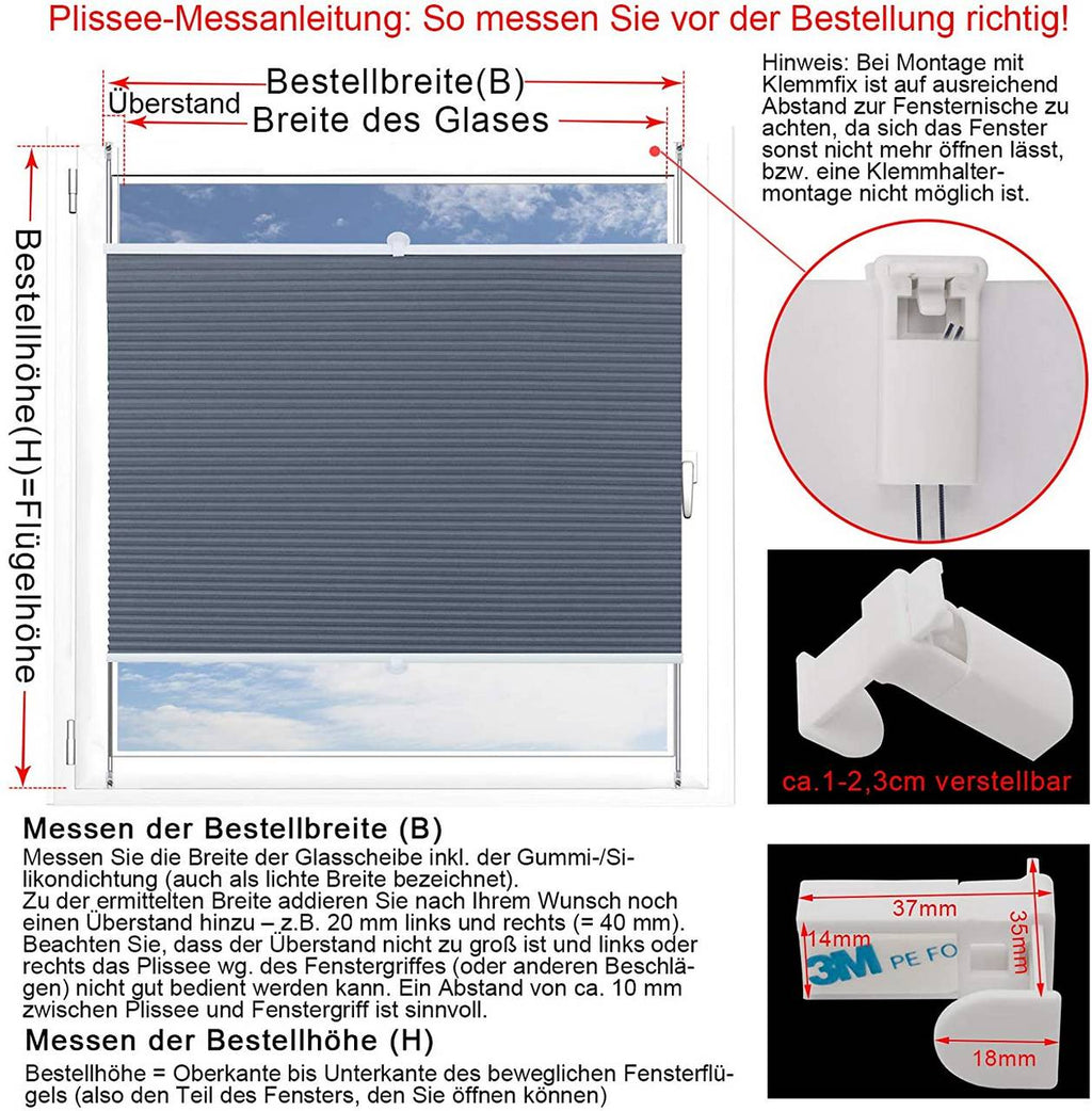 WOLTU Doppelplissee „Day & Night“ ohne Bohren – Waben, blau/weiß – Sonnenschutz & Sichtschutz bei Handelskontor
