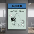Patience minimalistischer Angler Kunstdruck mit Statement Wait for the right catch