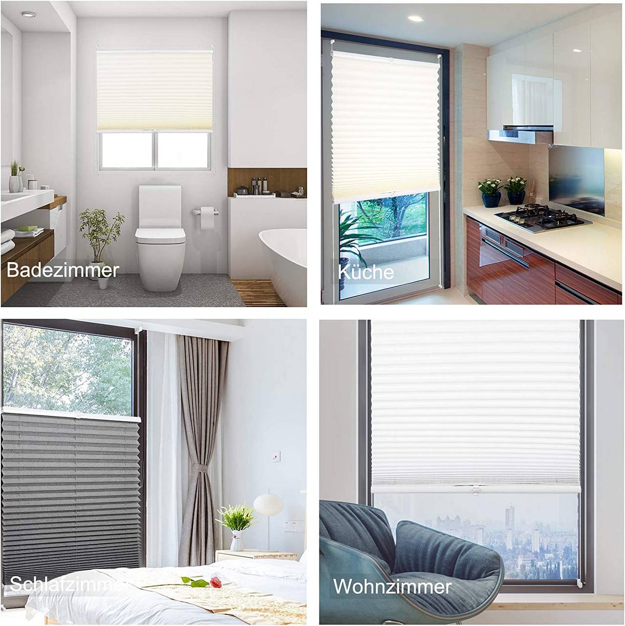 wohnzimmer mit plissee grau – weiches licht
