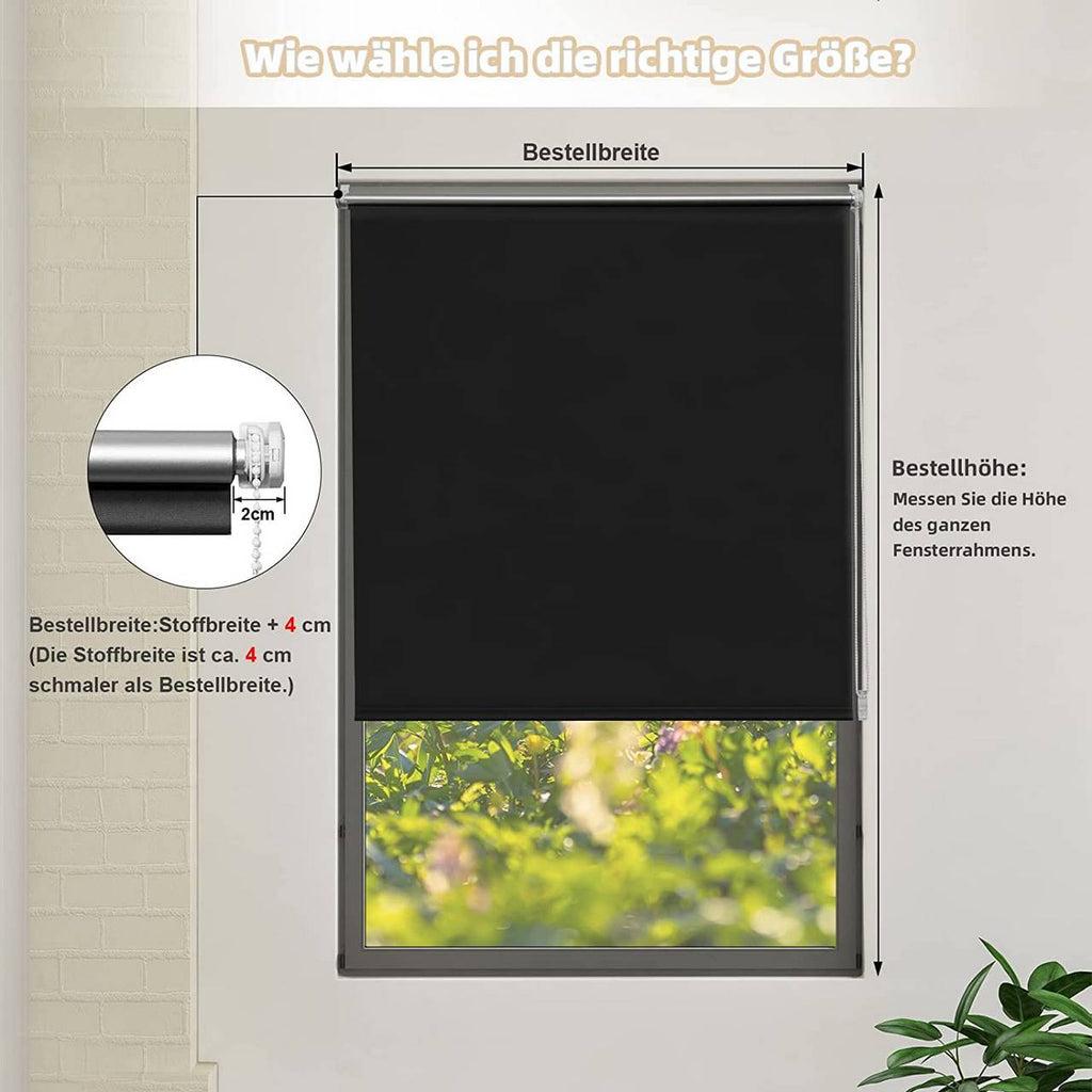 WOLTU Verdunklungsrollo – Schwarz, Thermo & Klemmfix ohne Bohren – Sonnenschutz & Sichtschutz bei Handelskontor