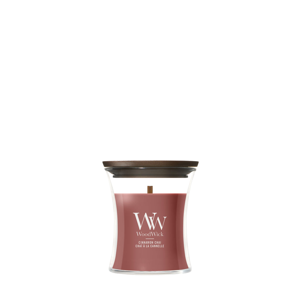 WoodWick Mini Hourglass Duftkerze Cinnamon Chai – bis zu 20 Stunden | Geprüfte B-Ware