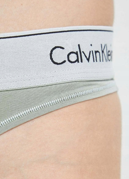 Calvin Klein Damen Tanga – Grün, Logo-Bund – Unterwäsche bei Handelskontor
