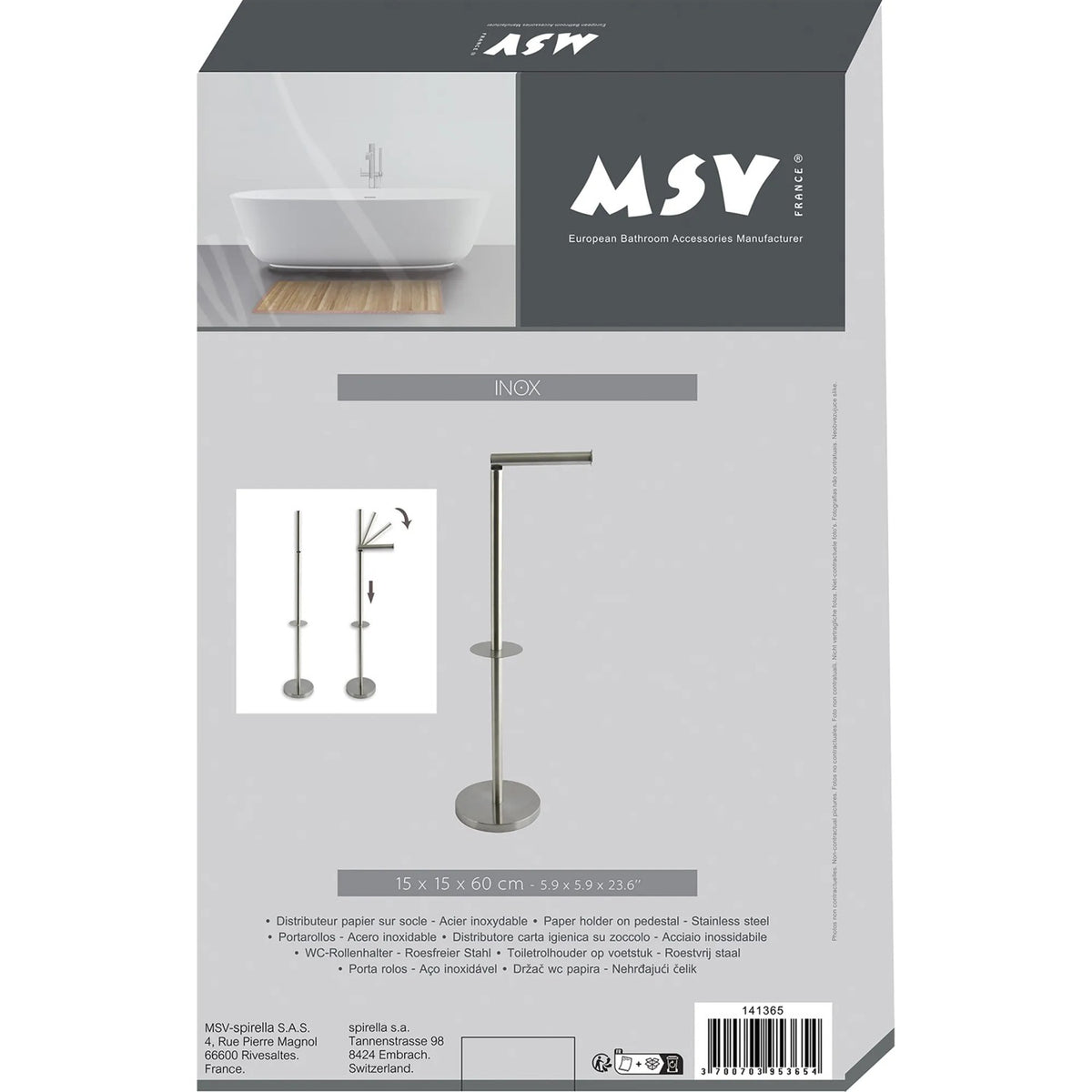 MSV freistehender Toilettenpapierhalter 15 × 60 × 15 cm | Geprüfte B-Ware